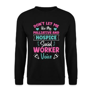 Voix des travailleurs sociaux en soins palliatifs et en soins palliatifs - Sweat-shirt Unisexe - noir - Devant - Alina (178cm) & Michal (187cm)