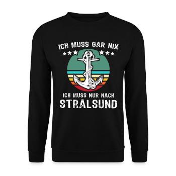 Stralsund Ostsee Urlaub - Unisex Pullover - Schwarz - Vorne - Alina (178cm) & Michal (187cm)