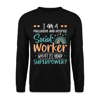 Je suis une travailleuse sociale en soins palliatifs et en soins palliatifs - Sweat-shirt Unisexe - noir - Devant - Alina (178cm) & Michal (187cm)