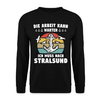 Stralsund Ostsee Urlaub - Unisex Pullover - Schwarz - Vorne - Alina (178cm) & Michal (187cm)