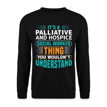 Travailleur social en soins palliatifs et en soins palliatifs - Sweat-shirt Unisexe - noir - Devant - Alina (178cm) & Michal (187cm)