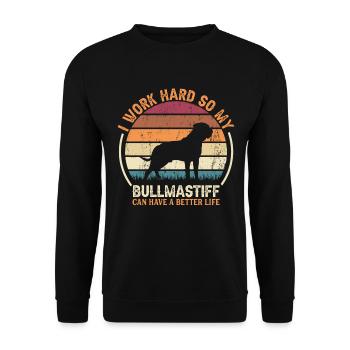 Work Hard - Retro Bullmastiff - Unisex Sweatshirt - black - Front - Alina (178cm) & Michal (187cm)