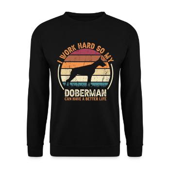 Travail acharné - Retro Doberman - Sweat-shirt Unisexe - noir - Devant - Alina (178cm) & Michal (187cm)