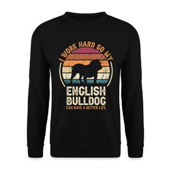 Work Hard - Retro English Bulldog - Unisex Sweatshirt - black - Front - Alina (178cm) & Michal (187cm)