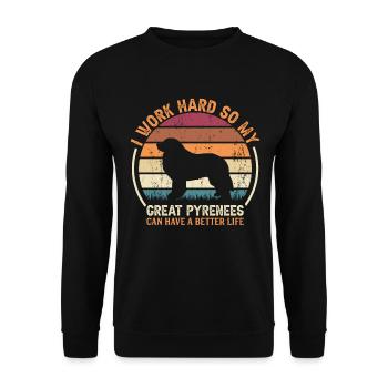 Travaillez dur - Retro Great Pyrenees - Sweat-shirt Unisexe - noir - Devant - Alina (178cm) & Michal (187cm)