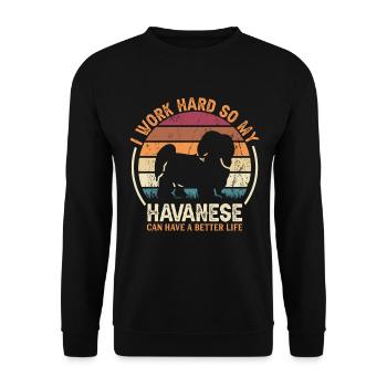 Travail acharné - Retro Havanese - Sweat-shirt Unisexe - noir - Devant - Alina (178cm) & Michal (187cm)