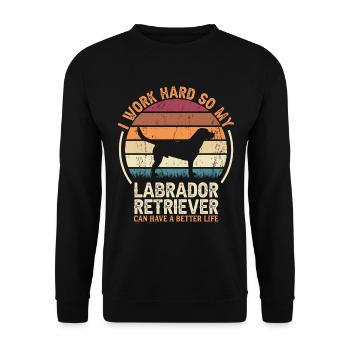 Work Hard - Retro Labrador Retriever - Unisex Sweatshirt - black - Front - Alina (178cm) & Michal (187cm)