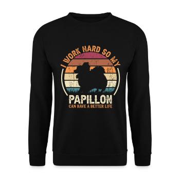 Work Hard - Retro Papillon - Unisex Sweatshirt - black - Front - Alina (178cm) & Michal (187cm)