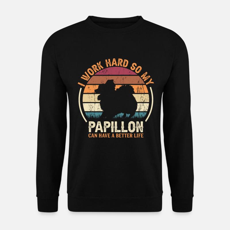 Work Hard - Retro Papillon - Unisex Sweatshirt - black