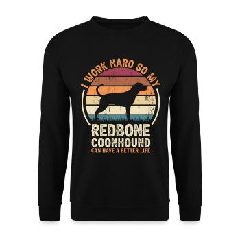 Travailler dur - Retro Redbone Coonhound - Sweat-shirt Unisexe - noir - Devant - Alina (178cm) & Michal (187cm)