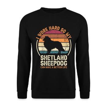 Travaillez dur - Retro Shetland Sheepdog - Sweat-shirt Unisexe - noir - Devant - Alina (178cm) & Michal (187cm)