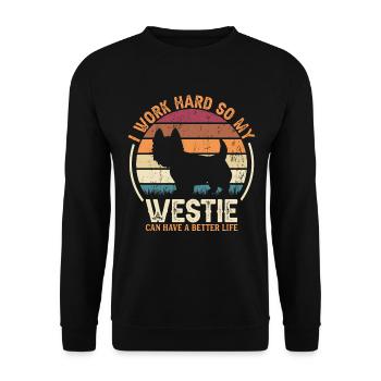 Work Hard - Retro Westie - Unisex Sweatshirt - black - Front - Alina (178cm) & Michal (187cm)
