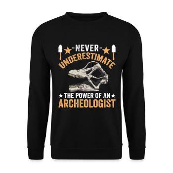 Never Underestimate The Power Of An Archeologist - Unisex Pullover - Schwarz - Vorne - Alina (178cm) & Michal (187cm)