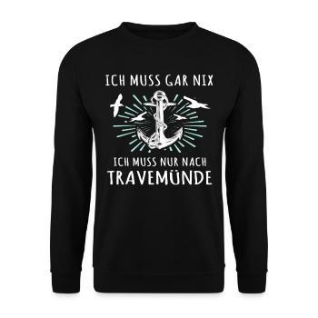 Urlaub Travemünde Ostsee - Unisex Pullover - Schwarz - Vorne - Alina (178cm) & Michal (187cm)