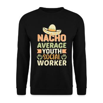 Nacho Average Youth Social Worker - Unisex Pullover - Schwarz - Vorne - Alina (178cm) & Michal (187cm)