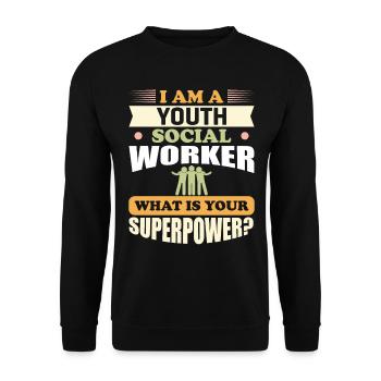 I Am A Youth Social Worker - Unisex Pullover - Schwarz - Vorne - Alina (178cm) & Michal (187cm)