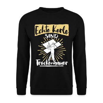 Trockenbauer Trockenbaumonteur Trockenbau - Unisex Pullover - Schwarz - Vorne - Alina (178cm) & Michal (187cm)