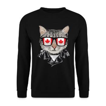 Cat Canada Flagge Sonnenbrille - Unisex Pullover - Schwarz - Vorne - Alina (178cm) & Michal (187cm)