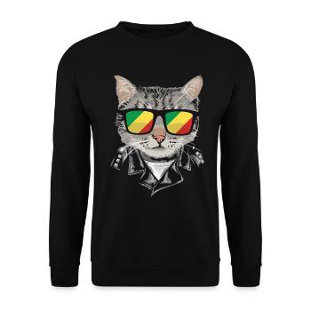 Lunettes de soleil pour chat avec drapeau du Congo - Sweat-shirt Unisexe - noir - Devant - Alina (178cm) & Michal (187cm)
