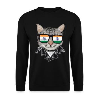 Cat India Flag Lunettes de soleil - Sweat-shirt Unisexe - noir - Devant - Alina (178cm) & Michal (187cm)