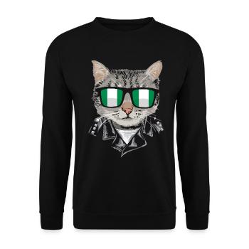 Katzen Nigeria Flagge Sonnenbrille - Unisex Pullover - Schwarz - Vorne - Alina (178cm) & Michal (187cm)