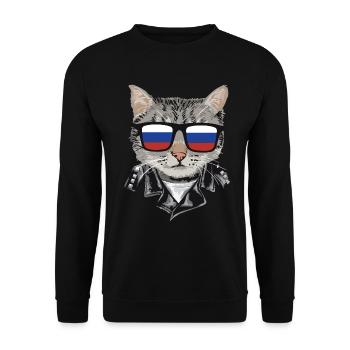 Cat Russia Flag Lunettes de soleil - Sweat-shirt Unisexe - noir - Devant - Alina (178cm) & Michal (187cm)