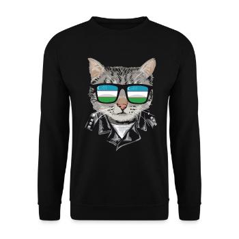 Lunettes de soleil pour chat avec drapeau de l’Ouzbékistan - Sweat-shirt Unisexe - noir - Devant - Alina (178cm) & Michal (187cm)