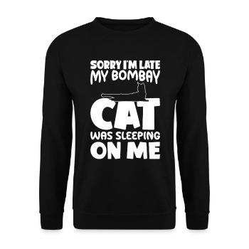 Tut Mir Leid, Dass Ich Zu Spät Bin - Bombay Cat - Unisex Pullover - Schwarz - Vorne - Alina (178cm) & Michal (187cm)