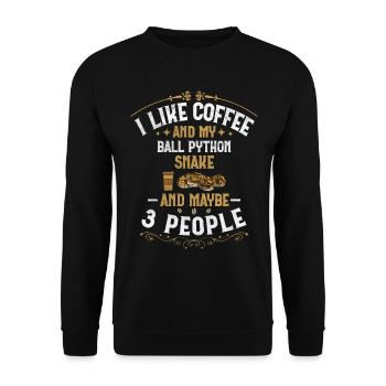 Coffee And My Ball Python And Maybe 3 People Snake - Unisex Pullover - Schwarz - Vorne - Alina (178cm) & Michal (187cm)