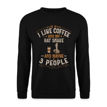I Like Coffee And My Rat Snake And Maybe 3 People - Unisex Pullover - Schwarz - Vorne - Alina (178cm) & Michal (187cm)