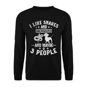 Snakes And Dachshund And Maybe 3 People Boa Puppy - Unisex Pullover - Schwarz - Vorne - Alina (178cm) & Michal (187cm)