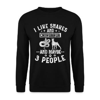 Snakes And Chihuahua And Maybe 3 People Boa Puppy - Unisex Pullover - Schwarz - Vorne - Alina (178cm) & Michal (187cm)
