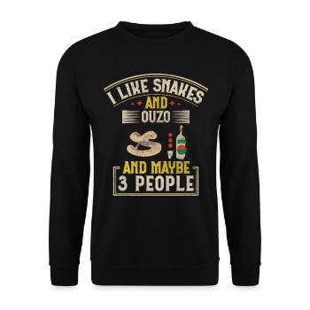 I Like Snakes And Ouzo And Maybe 3 People Snake - Unisex Pullover - Schwarz - Vorne - Alina (178cm) & Michal (187cm)