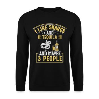 I Like Snakes And Tequila And Maybe 3 People Snake - Unisex Pullover - Schwarz - Vorne - Alina (178cm) & Michal (187cm)