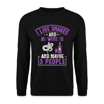 I Like Snakes And Wine And Maybe 3 People Snake - Unisex Sweatshirt - black - Front - Alina (178cm) & Michal (187cm)
