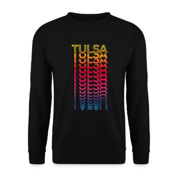 Retro Nostalgic USA City - Rainbow Tulsa - Unisex Sweatshirt - black - Front - Alina (178cm) & Michal (187cm)