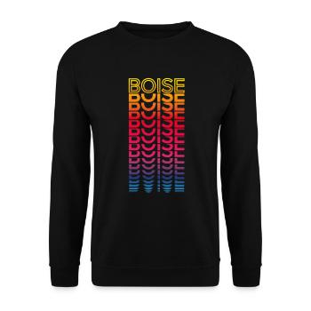 Retro Nostalgic USA City - Rainbow Boise - Unisex Sweatshirt - black - Front - Alina (178cm) & Michal (187cm)