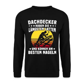 Dachdecker Dachspengler Dachklempner Dachdecken - Unisex Pullover - Schwarz - Vorne - Alina (178cm) & Michal (187cm)