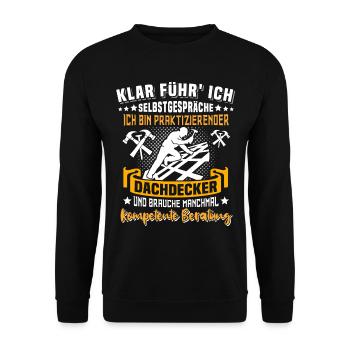 Dachdecker Dachspengler Dachklempner Dachdecken - Unisex Pullover - Schwarz - Vorne - Alina (178cm) & Michal (187cm)
