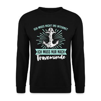 Urlaub Travemünde Ostsee - Unisex Pullover - Schwarz - Vorne - Alina (178cm) & Michal (187cm)