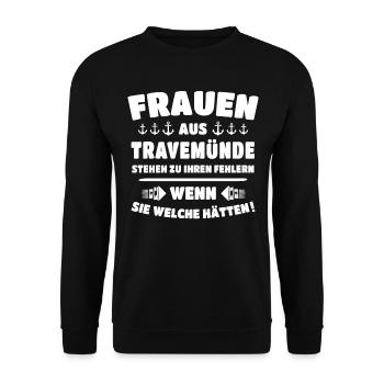 Urlaub Travemünde Ostsee - Unisex Pullover - Schwarz - Vorne - Alina (178cm) & Michal (187cm)