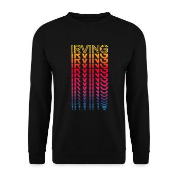 Retro Nostalgisch USA Stadt - Regenbogen Irving - Unisex Pullover - Schwarz - Vorne - Alina (178cm) & Michal (187cm)