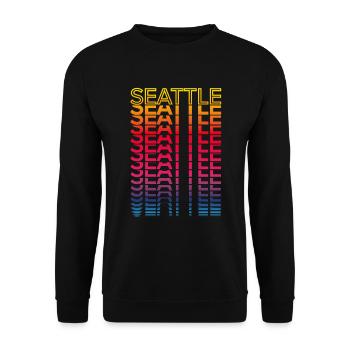 Retro Nostalgic USA City - Rainbow Seattle - Unisex Sweatshirt - black - Front - Alina (178cm) & Michal (187cm)