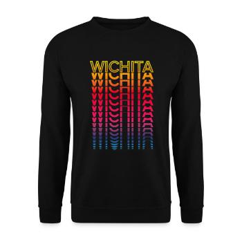 Retro Nostalgic USA City - Rainbow Wichita - Unisex Sweatshirt - black - Front - Alina (178cm) & Michal (187cm)