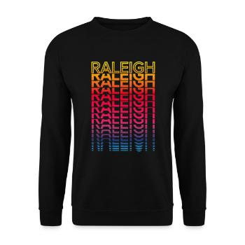 Retro Nostalgisch USA Stadt - Regenbogen Raleigh - Unisex Pullover - Schwarz - Vorne - Alina (178cm) & Michal (187cm)