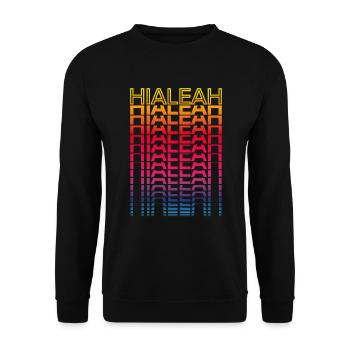 Retro Nostalgic USA City - Rainbow Hialeah - Unisex Sweatshirt - black - Front - Alina (178cm) & Michal (187cm)