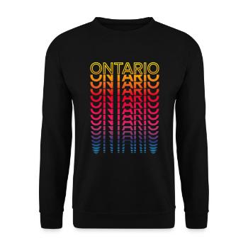 Retro Nostalgisch USA Stadt - Regenbogen Ontario - Unisex Pullover - Schwarz - Vorne - Alina (178cm) & Michal (187cm)
