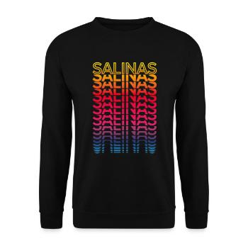 Retro Nostalgisch USA Stadt - Regenbogen Salinas - Unisex Pullover - Schwarz - Vorne - Alina (178cm) & Michal (187cm)