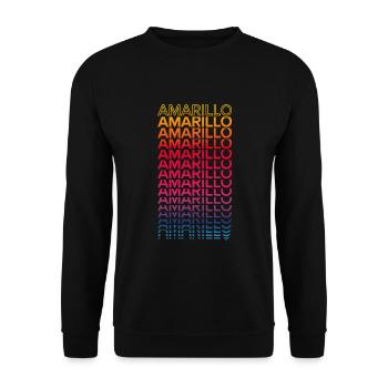 Retro Nostalgisch USA Stadt - Regenbogen Amarillo - Unisex Pullover - Schwarz - Vorne - Alina (178cm) & Michal (187cm)