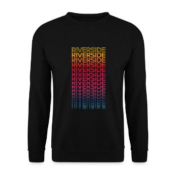 Retro Nostalgisch USA Stadt - Regenbogen Riverside - Unisex Pullover - Schwarz - Vorne - Alina (178cm) & Michal (187cm)